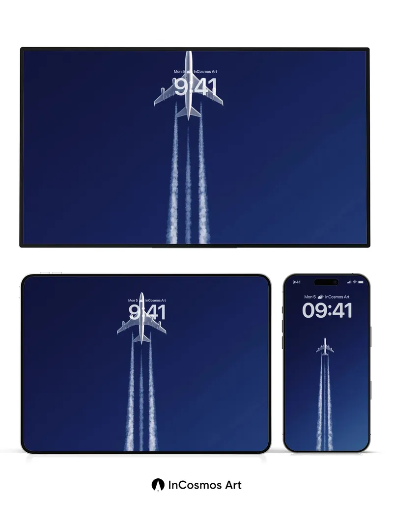 Skyward Ascent Wallpaper with Contrail Trails