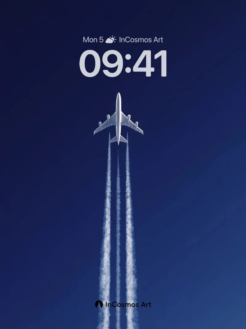 Skyward Ascent Wallpaper with Contrail Trails