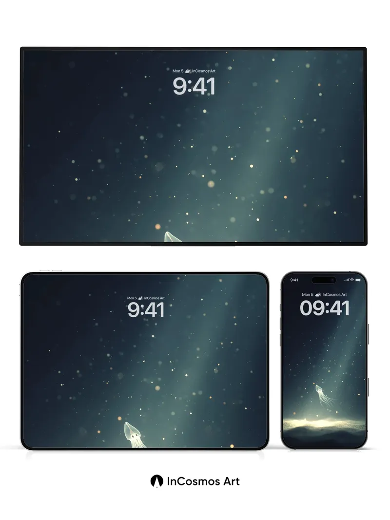 Deep Sea Luminescence Wallpaper with Ethereal Glow