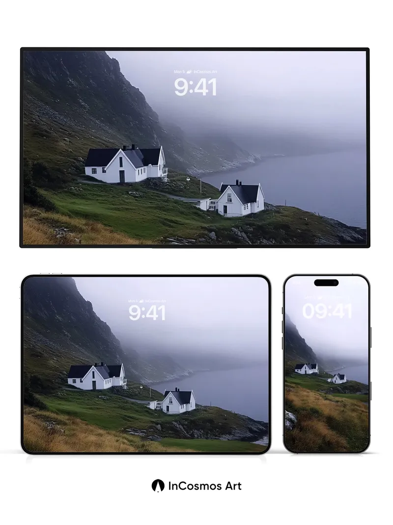 Mist-Whispered Cottage Wallpaper with Fjord Hush