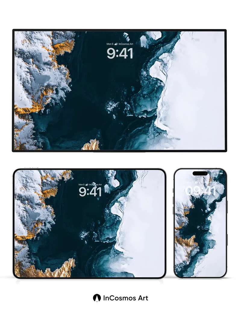 Frost Veil Wallpaper with Ice-Cracked Depths