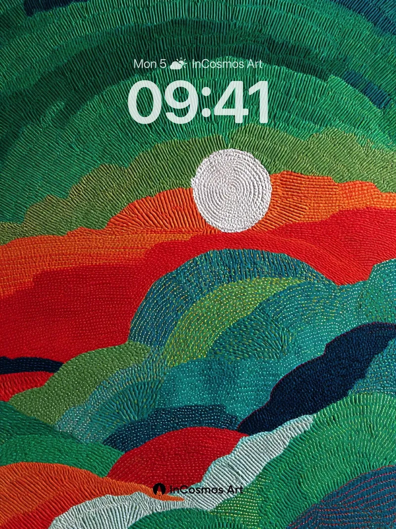 Ember Sky Wallpaper with Textured Waves