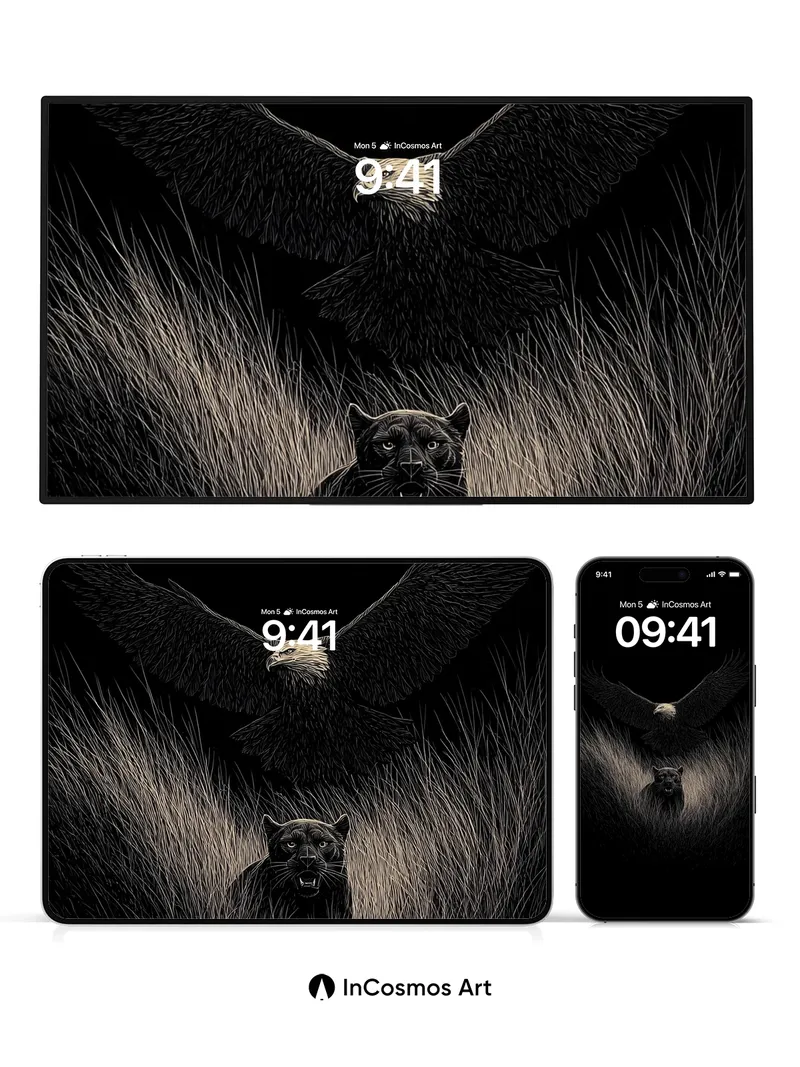 Shadowed Vigil Wallpaper with Dual Predators