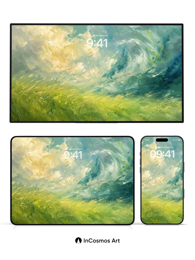 Whispering Meadow Wallpaper with Storm-Edge Sky