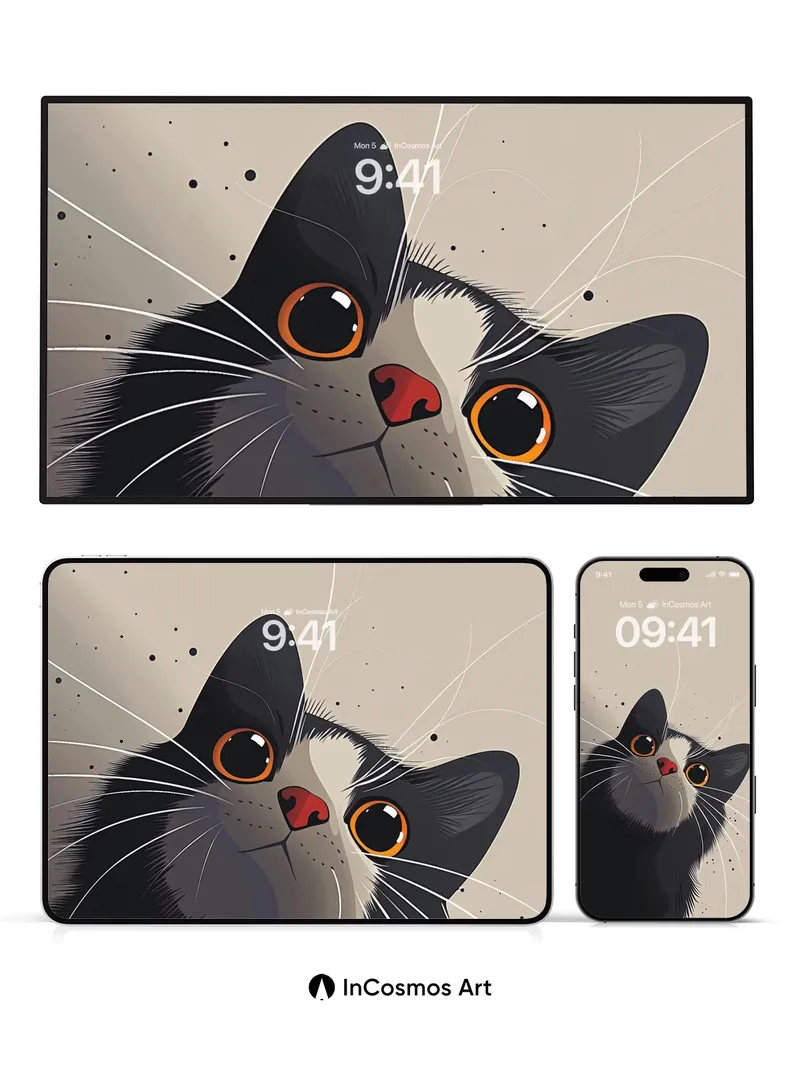 Whispering Gaze Wallpaper with Ink Speckles