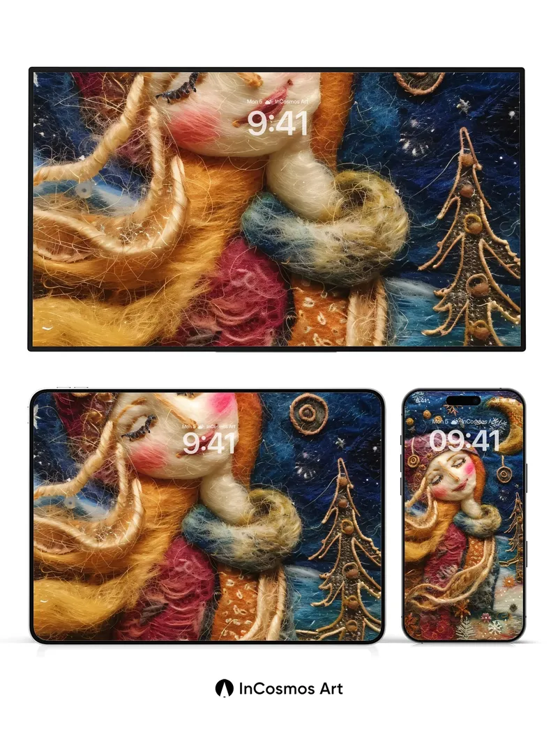 Whispering Frost Wallpaper with Felted Dreams
