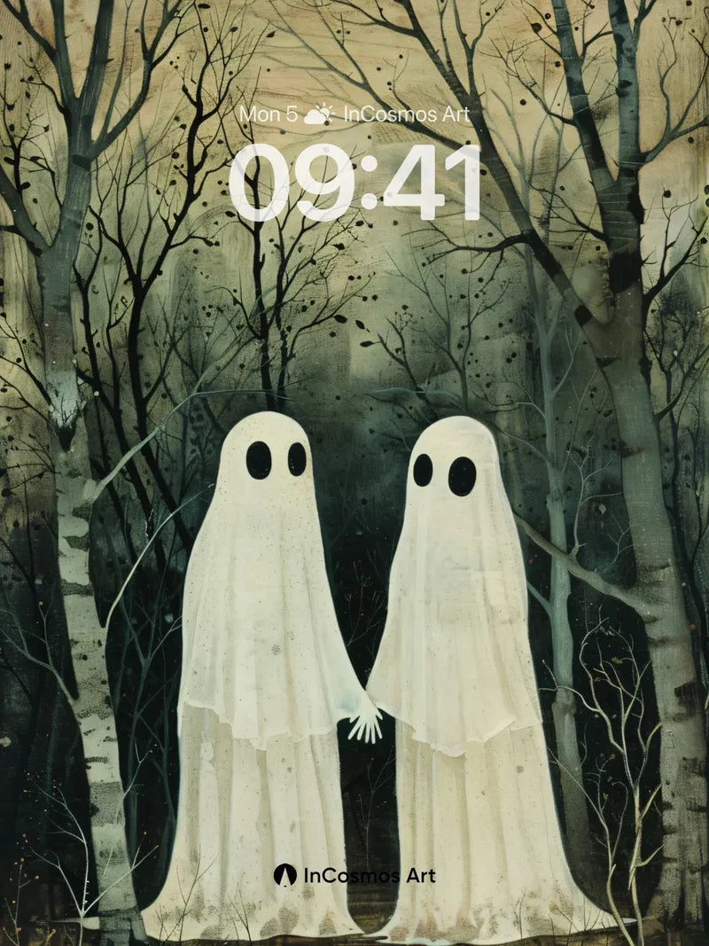 Whispering Ghosts Wallpaper with Birch Forest Echo