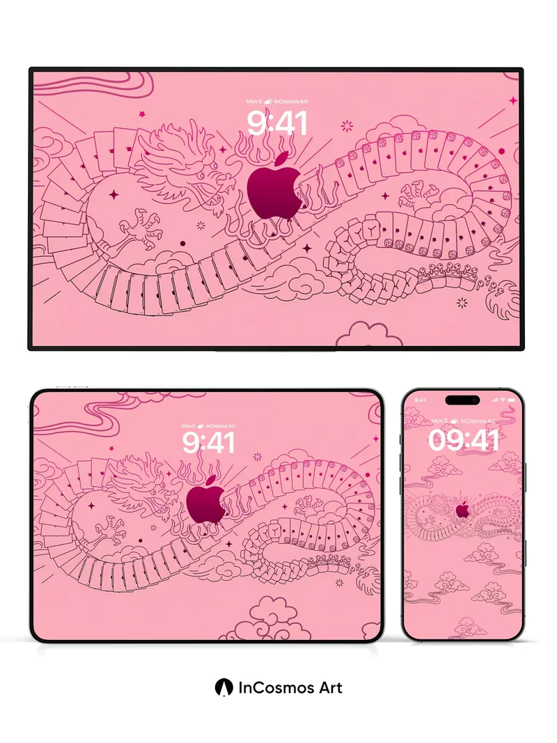 Serene Dragon Wallpaper with Apple Core