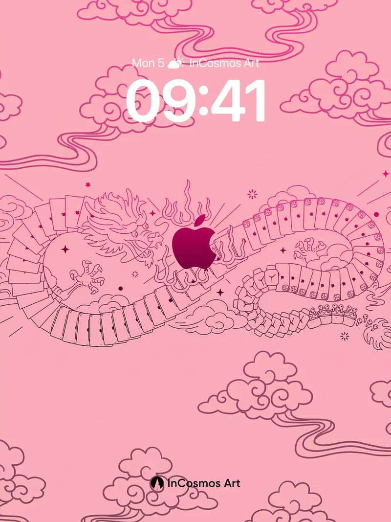 Serene Dragon Wallpaper with Apple Core