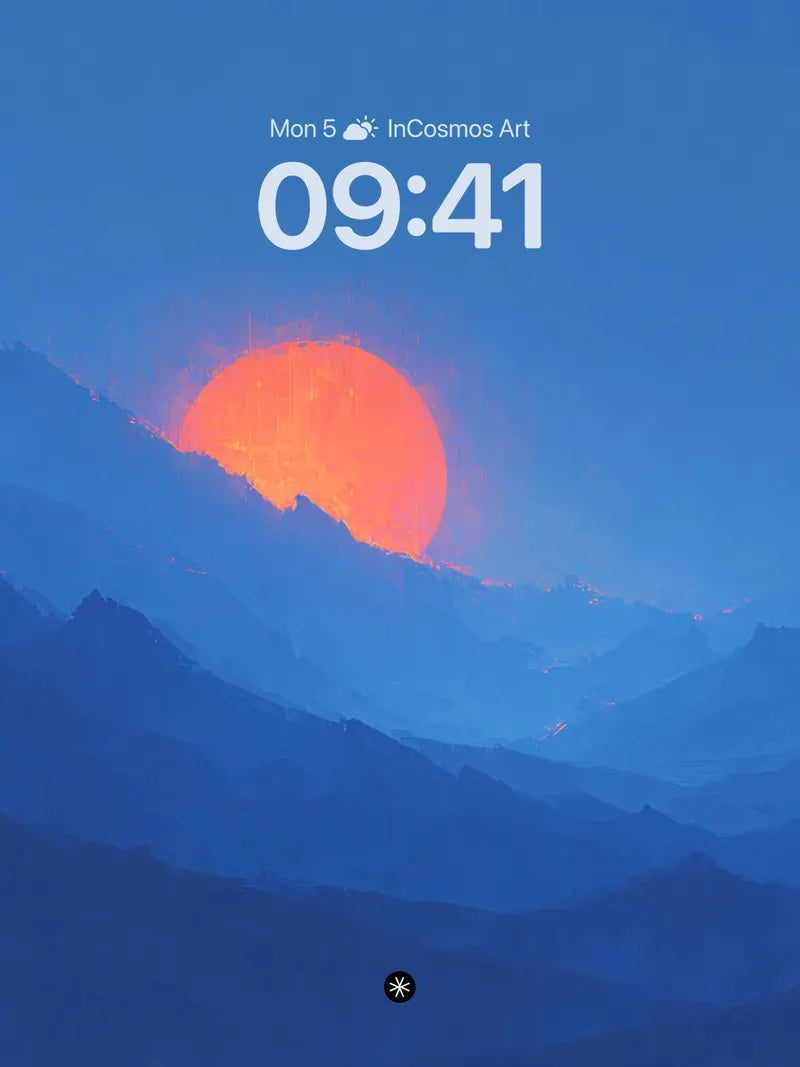 Crimson Horizon Wallpaper with Misty Peaks