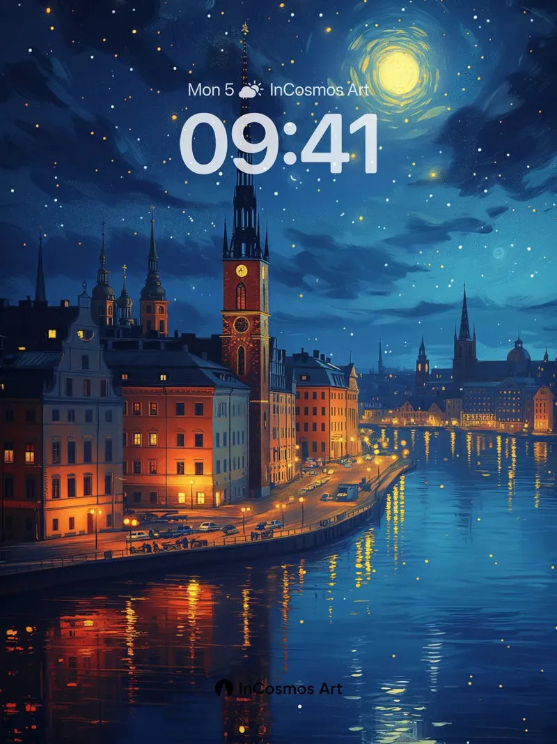 Starry Whispers Wallpaper with Moonlit Spire