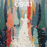 Mosaic Forest Path Wallpaper with Pixelated Light wallpaper for iPhone, iPad & Mac