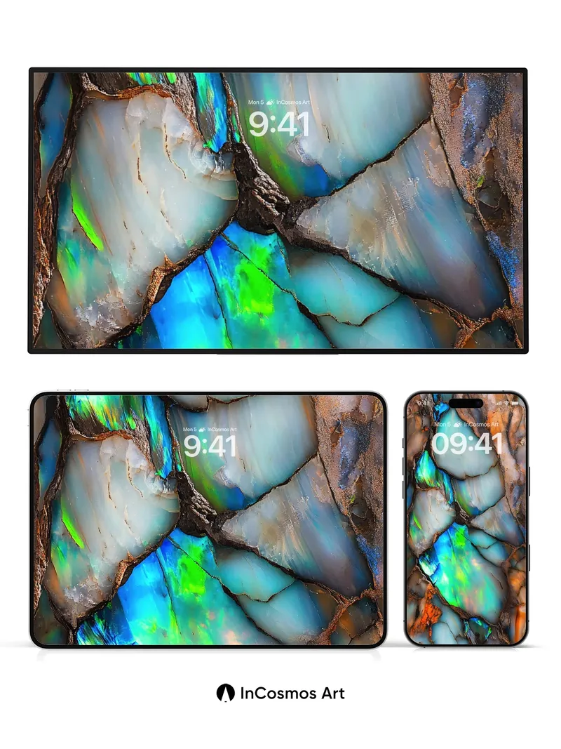 Opalescent Vein Wallpaper with Living Light