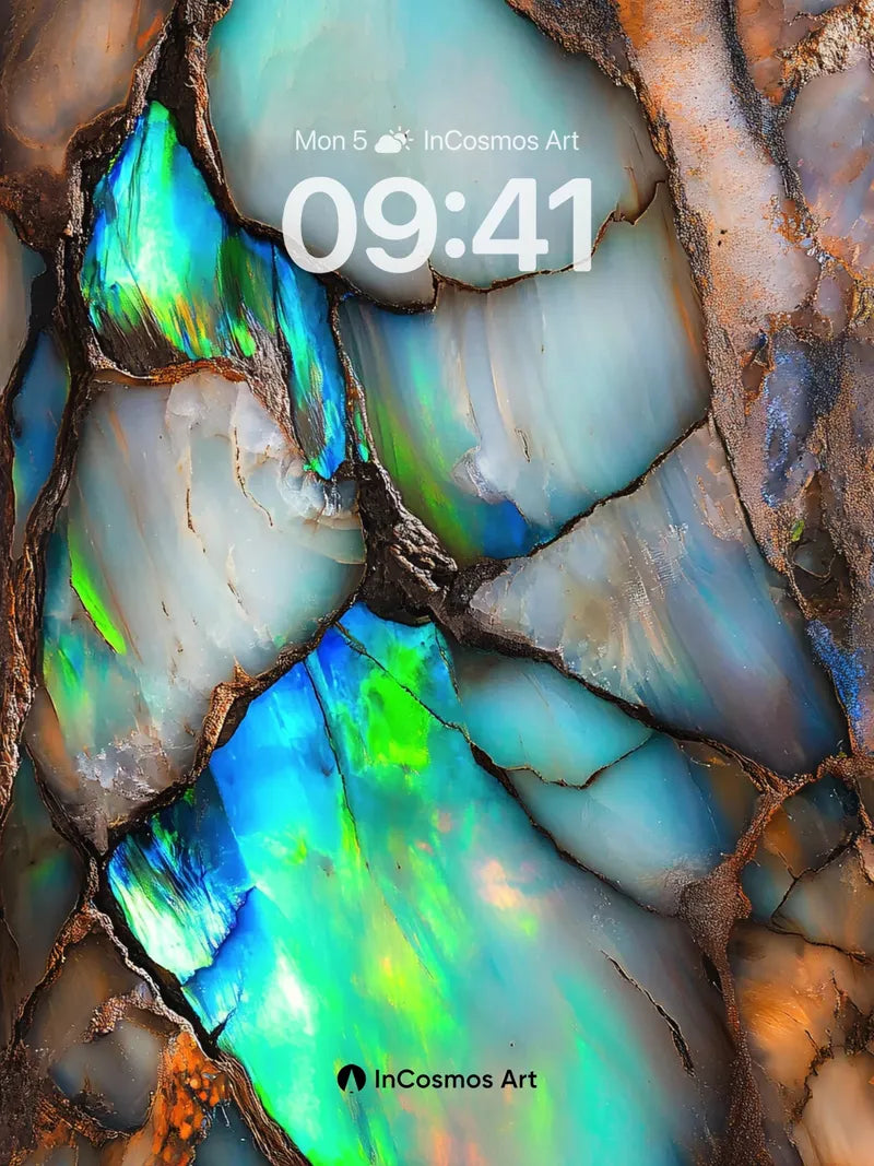 Opalescent Vein Wallpaper with Living Light