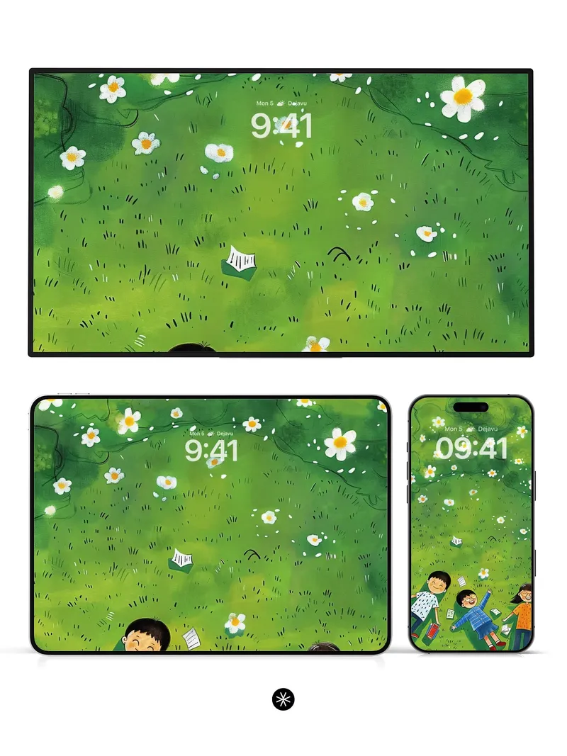 Spring Meadow Children Wallpaper Background