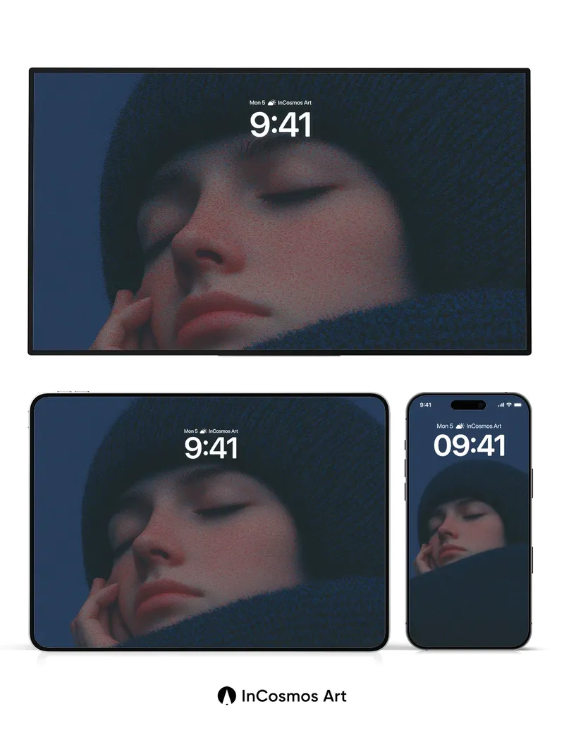 Serenity Knit Wallpaper with Closed Eyes