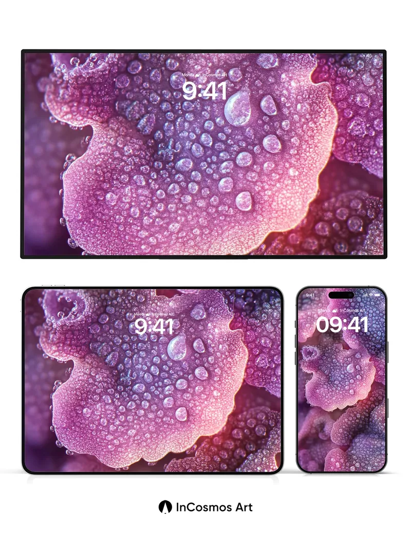 Luminous Coral Wallpaper with Dew-Kissed Surfaces
