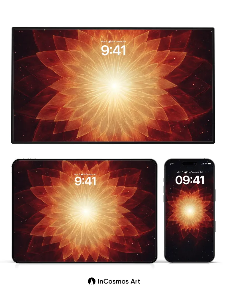 Cosmic Lotus Wallpaper with Ethereal Light