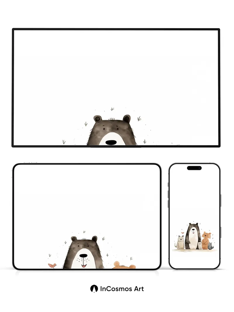 Whimsical Forest Huddle Wallpaper with Gentle Beasts