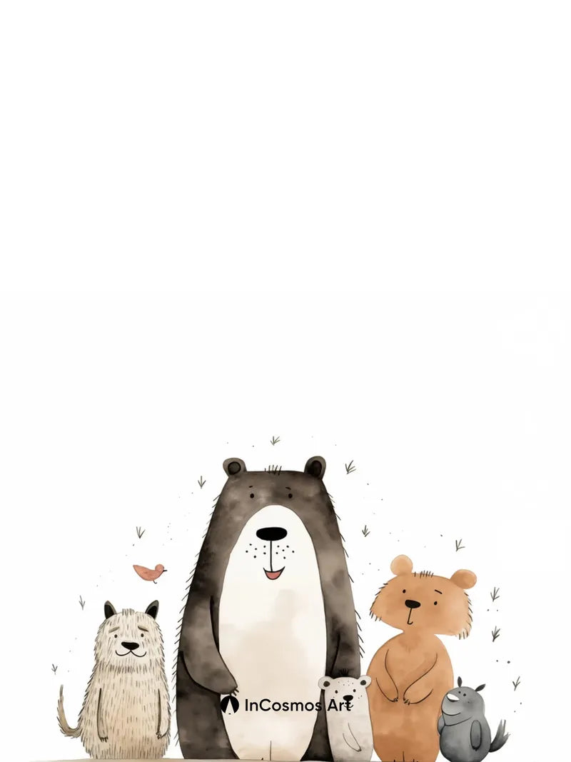 Whimsical Forest Huddle Wallpaper with Gentle Beasts