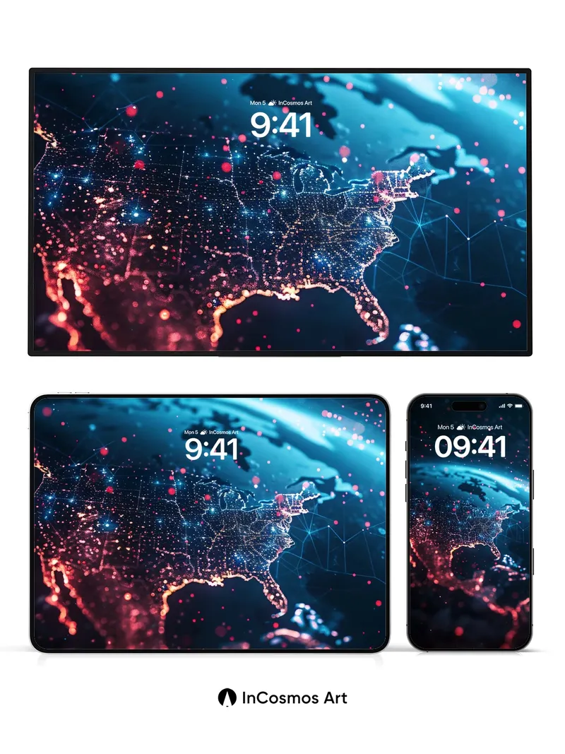 Neon Pulse Wallpaper with Cosmic Grid