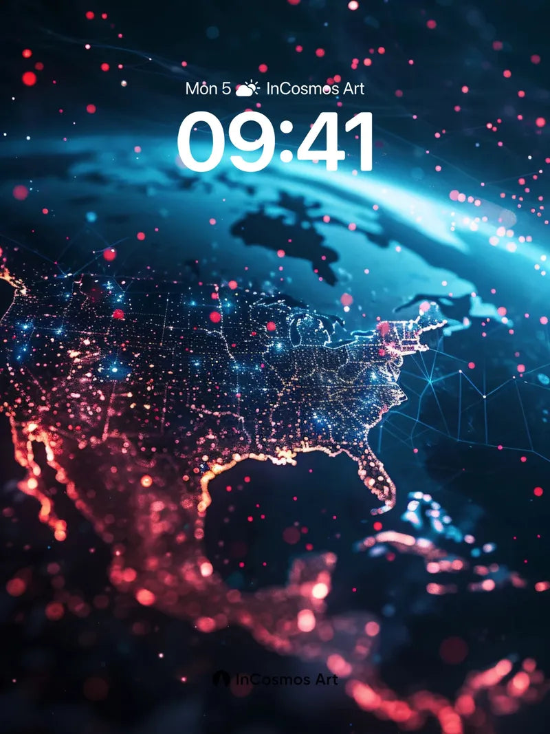 Neon Pulse Wallpaper with Cosmic Grid