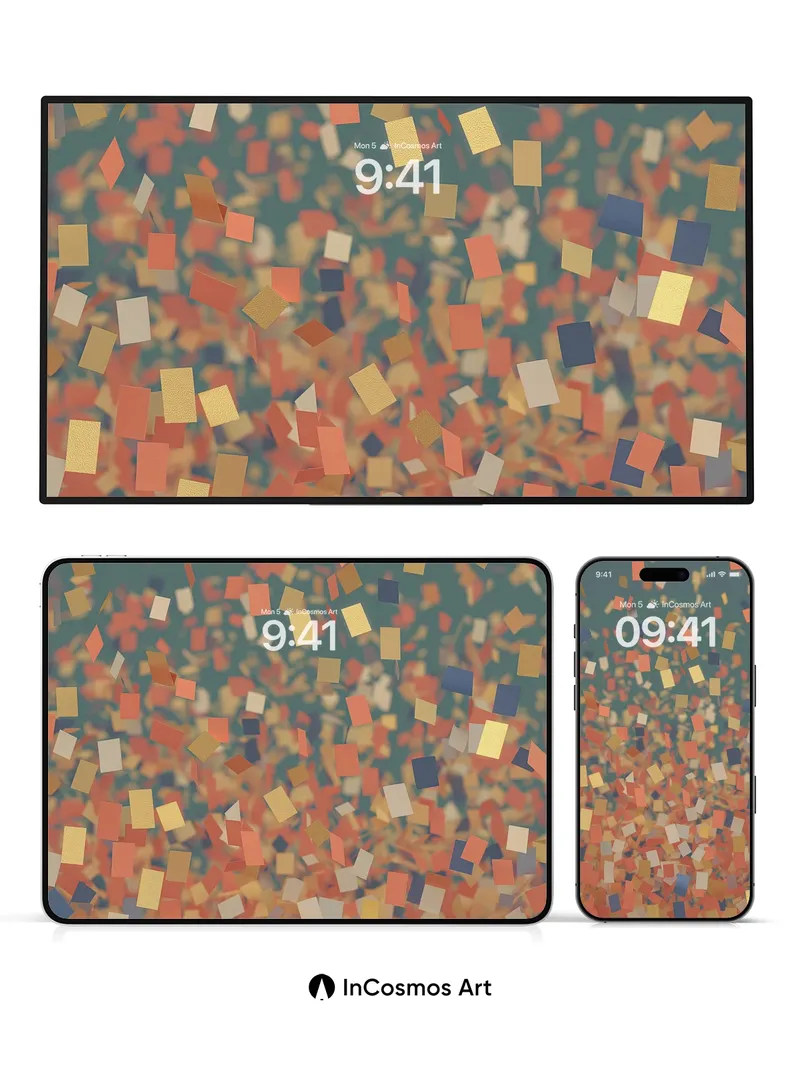 Falling Confetti Wallpaper with Golden Hues