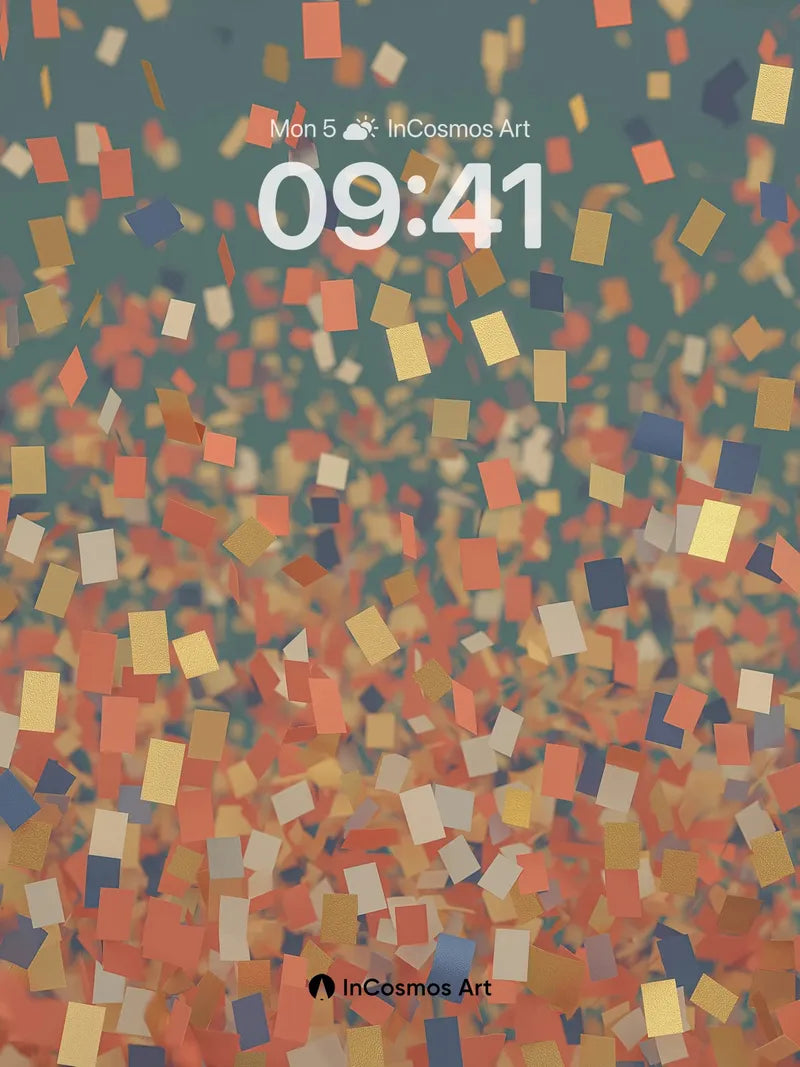 Falling Confetti Wallpaper with Golden Hues