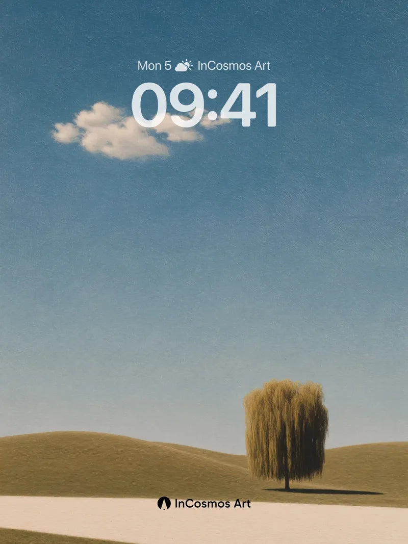 Solitary Willow Background in Soft Light wallpaper for iPhone, iPad & Mac