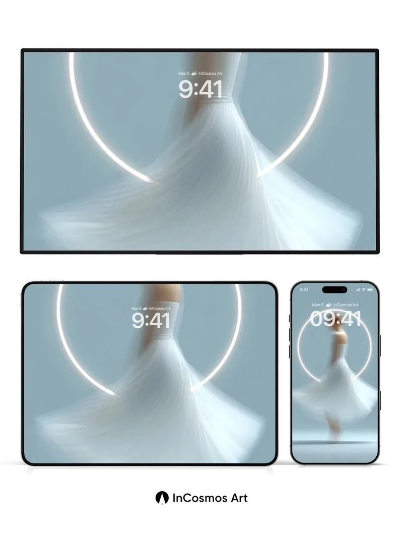 Ethereal Halo Wallpaper with Floating Grace