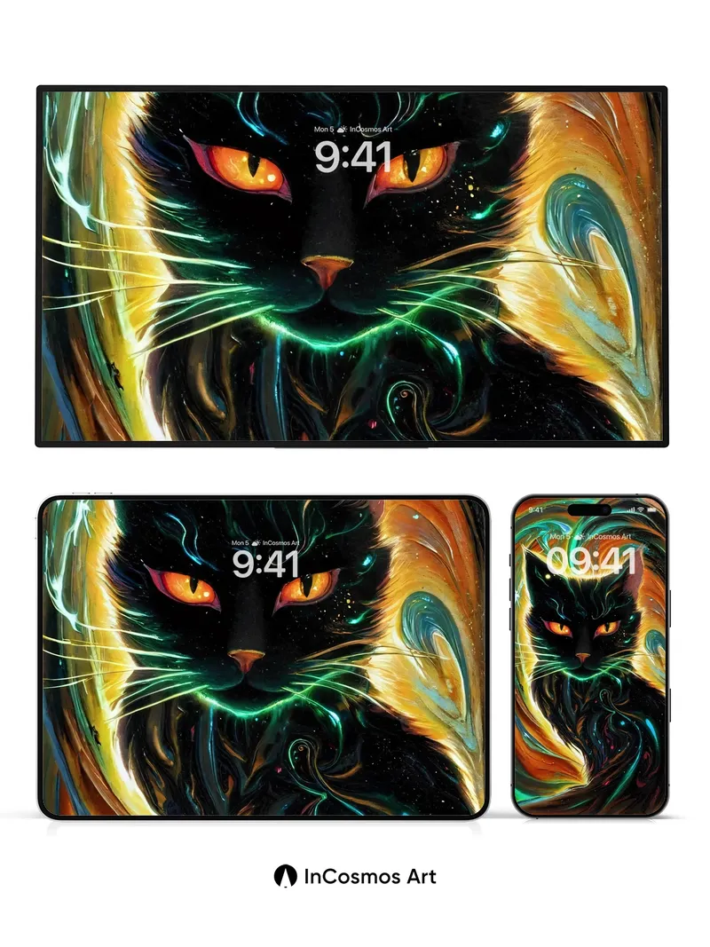 Cosmic Feline Wallpaper with Nebula Whiskers