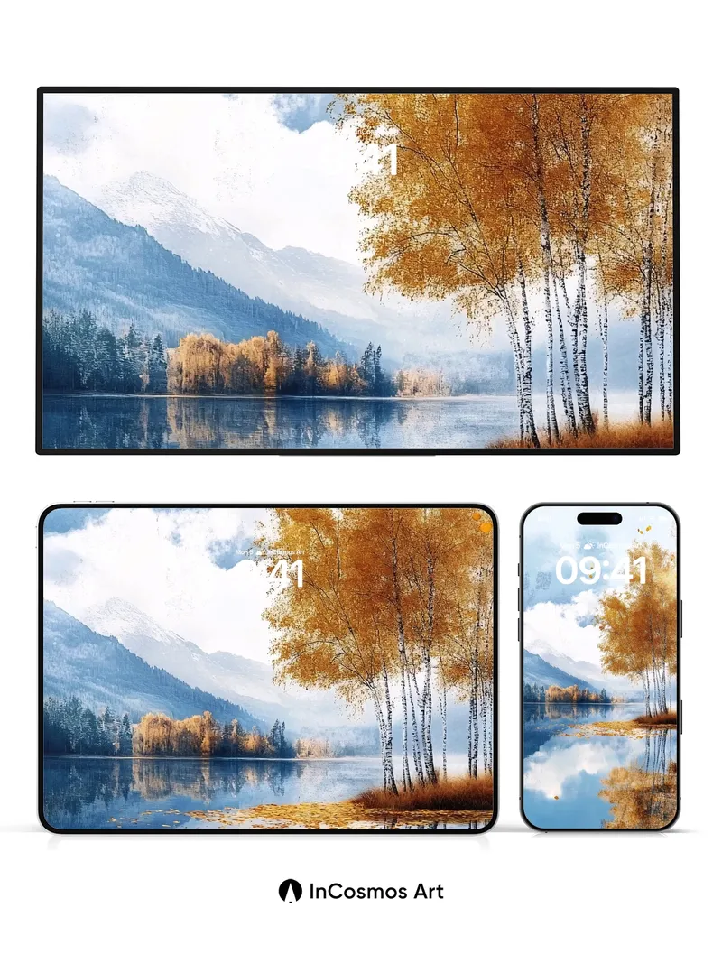 Autumn Reverie Wallpaper with Floating Leaves