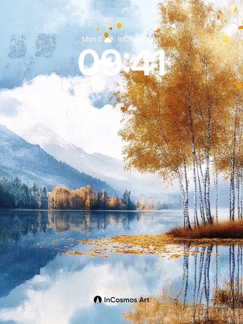 Autumn Reverie Wallpaper with Floating Leaves