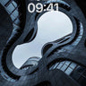 Twisted Skyline Wallpaper with Floating Arcs wallpaper for iPhone, iPad & Mac