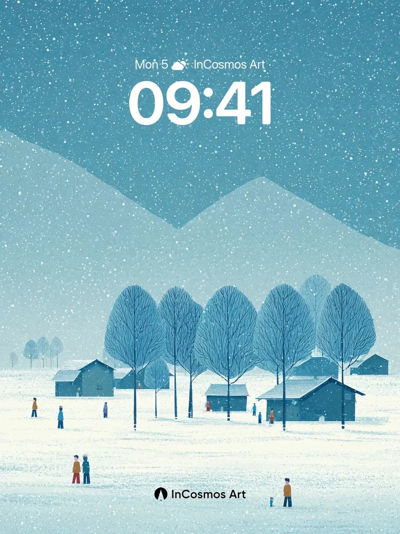 Silent Snowfall Wallpaper with Distant Peaks