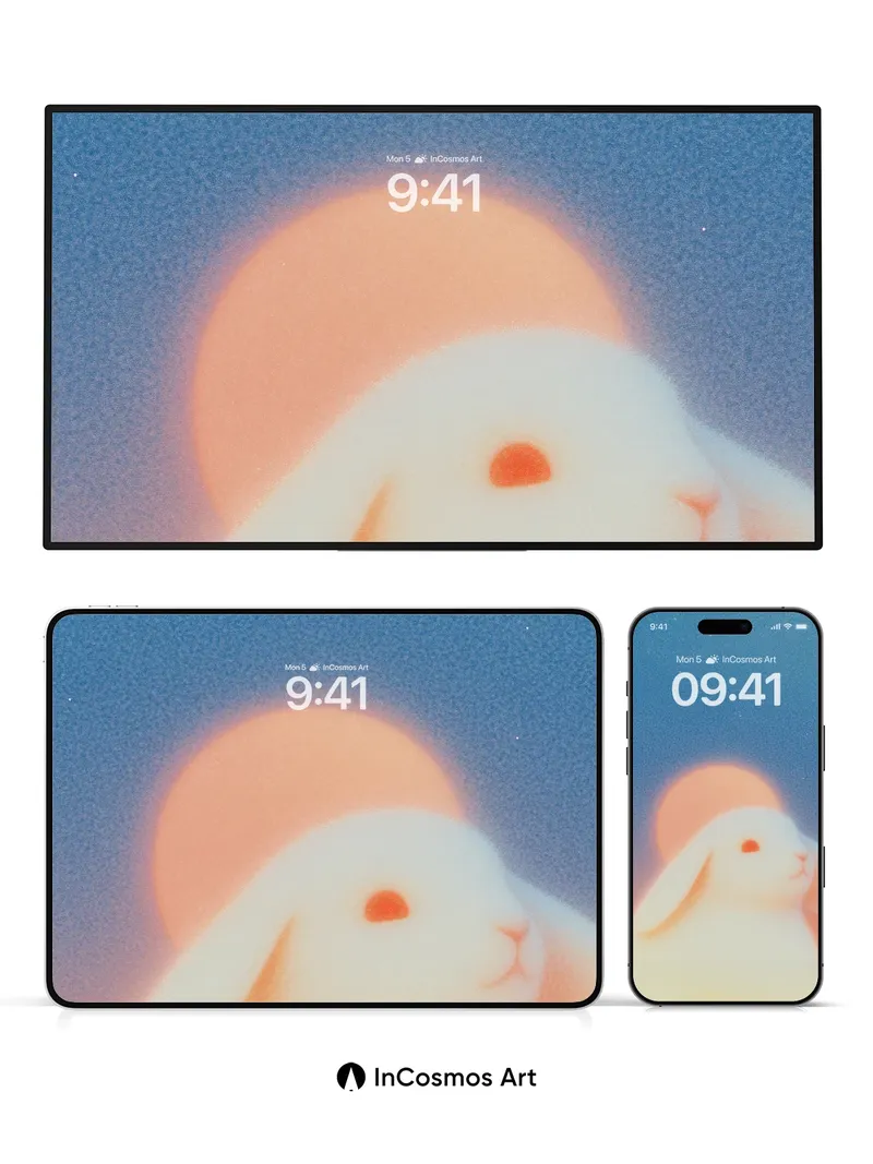 Luminous Hare Wallpaper with Celestial Glow