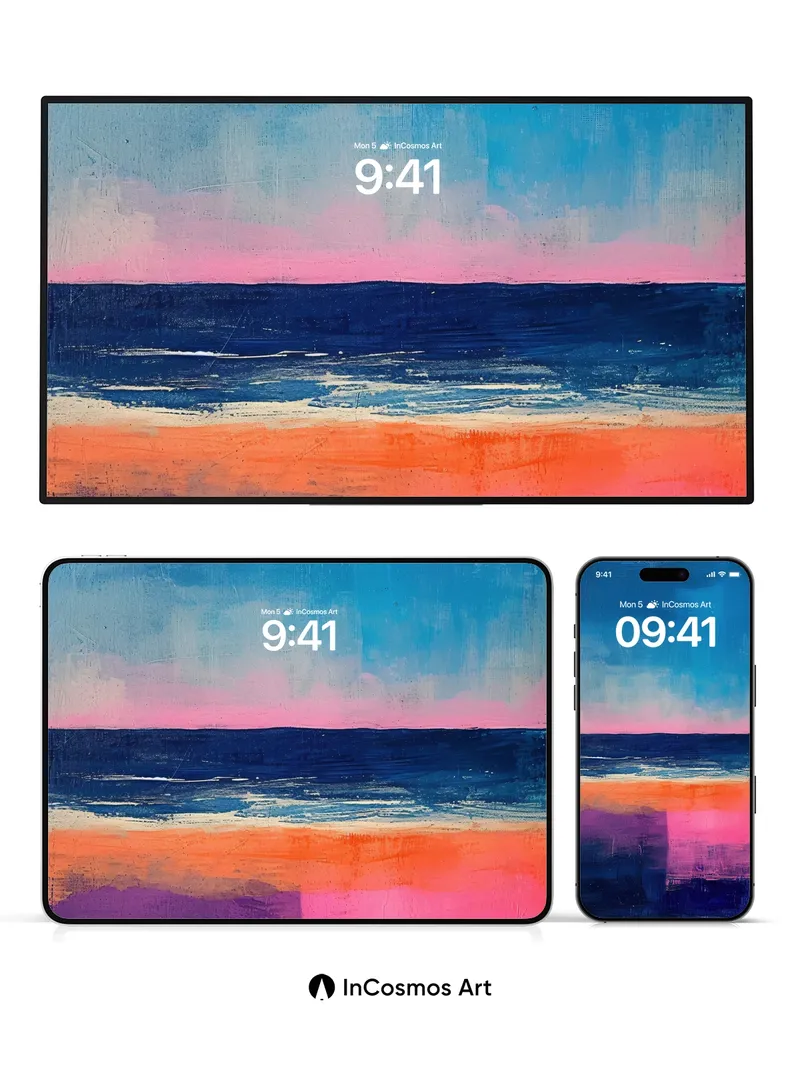 Crimson Horizon Wallpaper with Ocean Breath