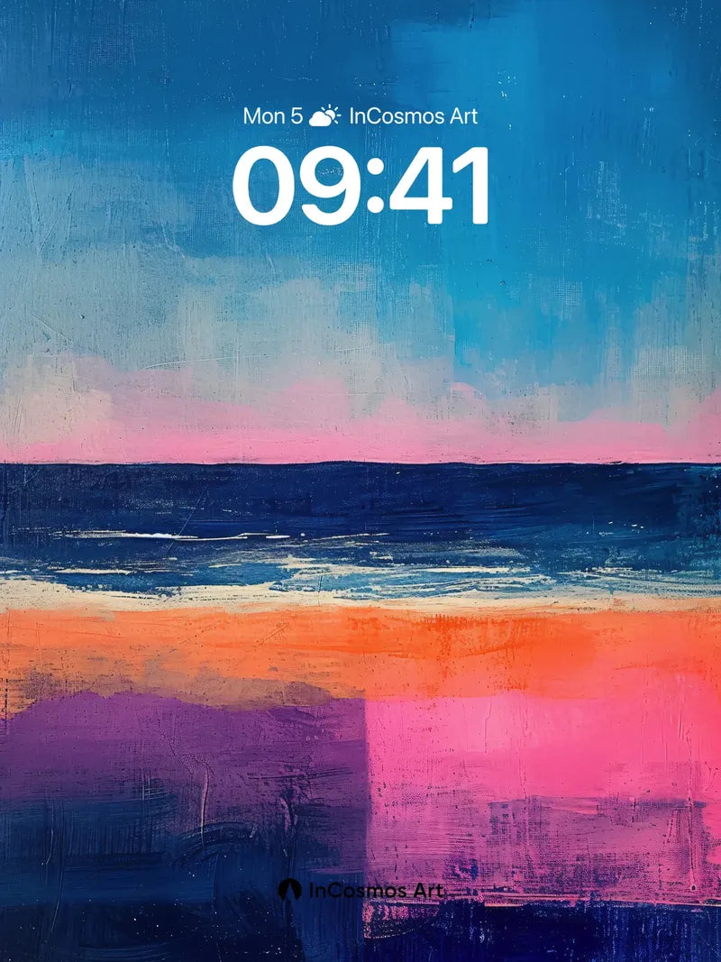 Crimson Horizon Wallpaper with Ocean Breath