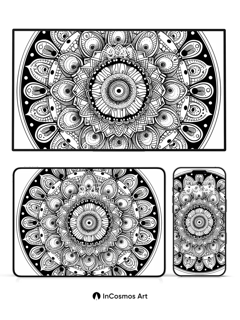 Ink Bloom Wallpaper with Sacred Geometry