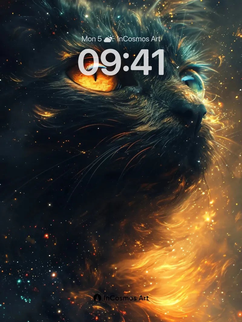 Cosmic Feline Wallpaper with Starlit Fur wallpaper for iPhone, iPad & Mac