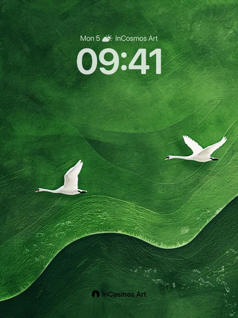 Emerald Flight Wallpaper with Soft Curves wallpaper for iPhone, iPad & Mac