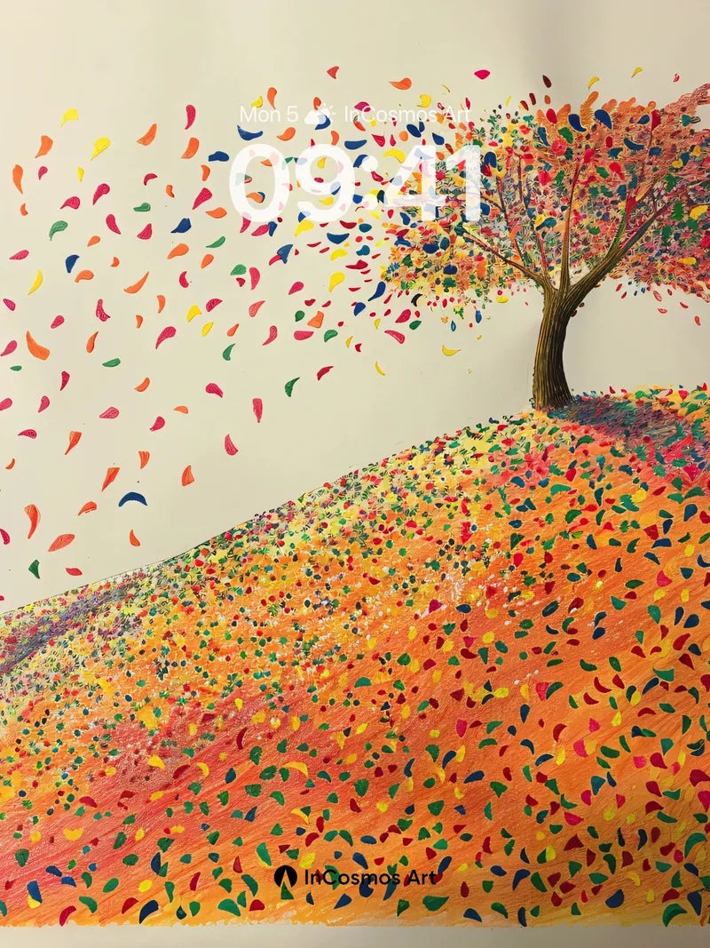 Whirlwind Leaf Symphony Wallpaper with Colorful Canopy