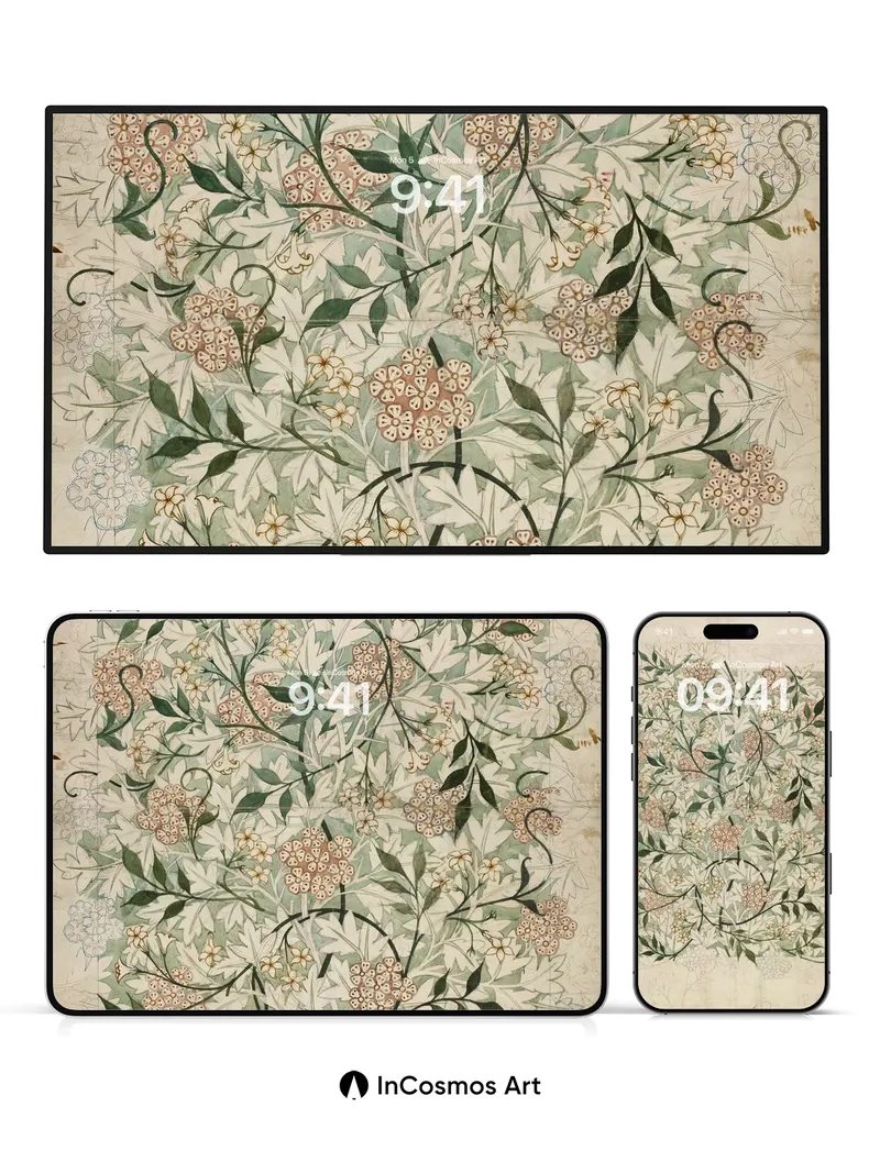 Whispering Vine Wallpaper with Delicate Petal Traces