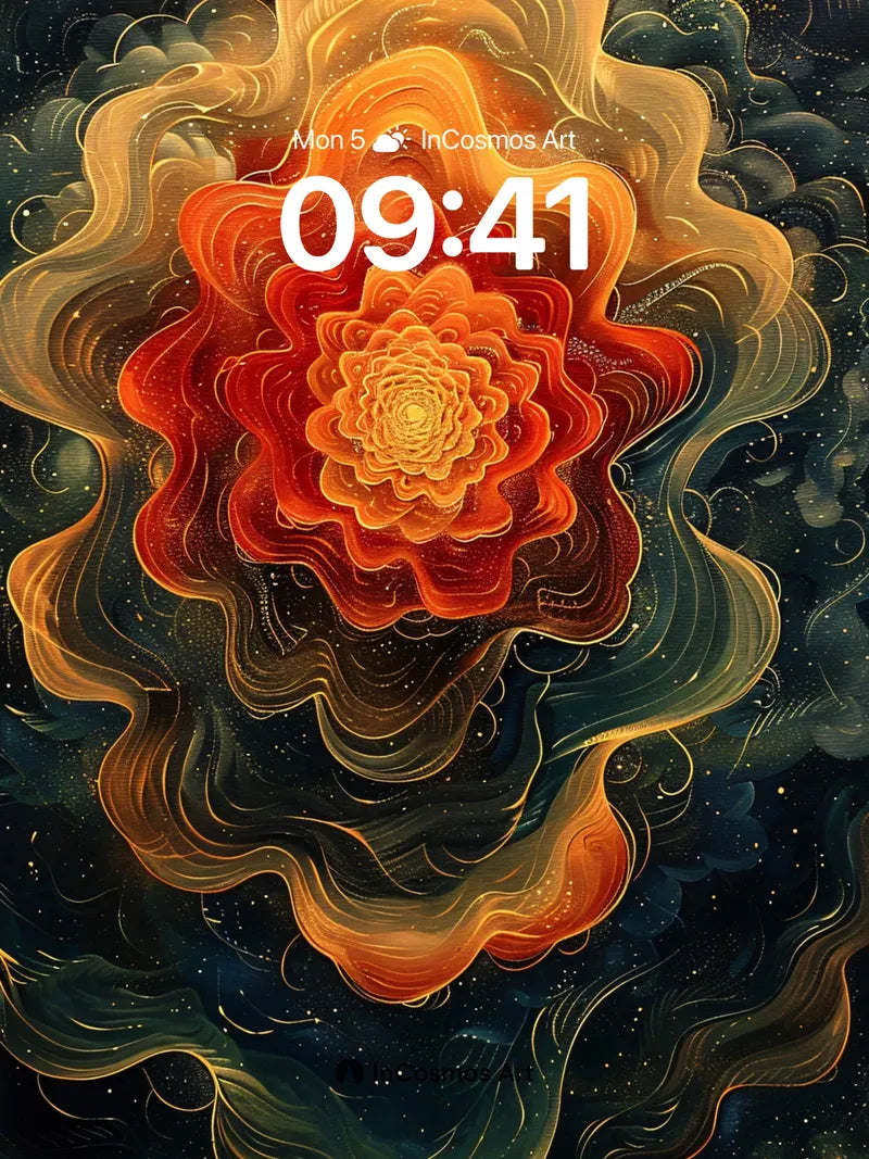Cosmic Bloom Wallpaper with Golden Veins wallpaper for iPhone, iPad & Mac