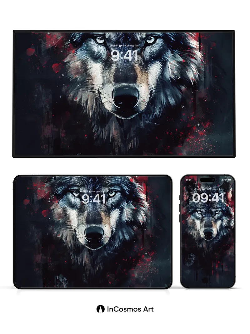 Feral Gaze Wallpaper with Crimson Drips