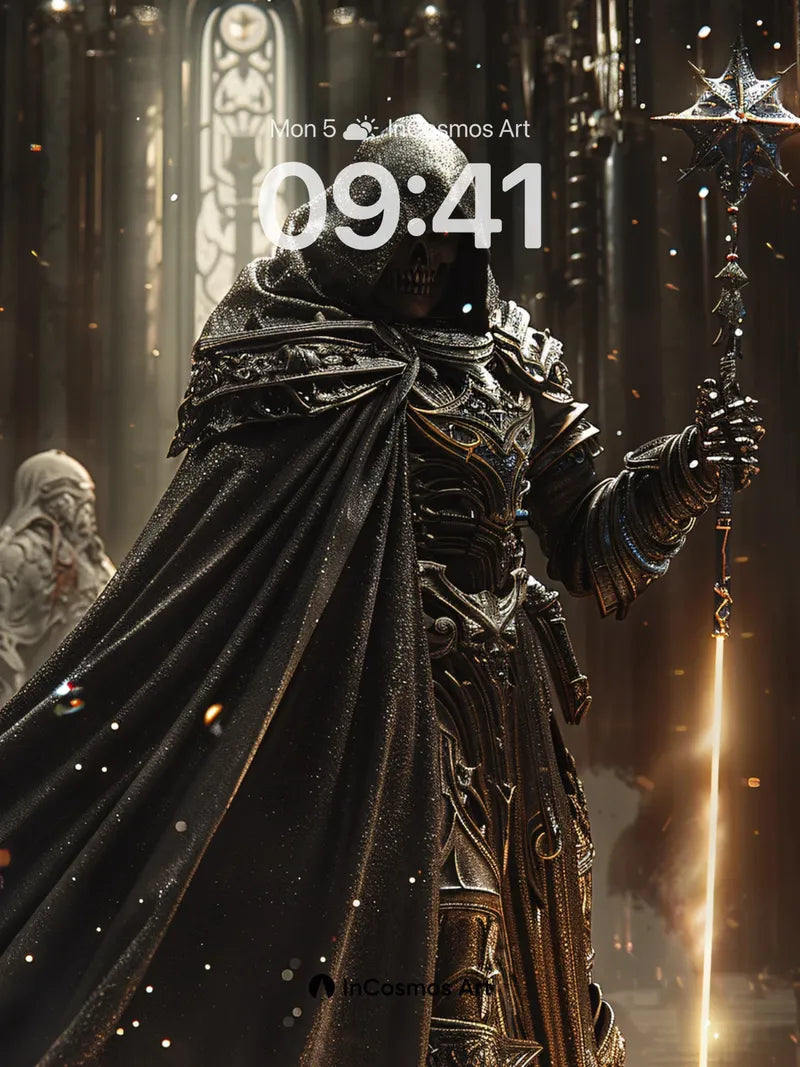 Obsidian Reverie Wallpaper with Starlit Staff