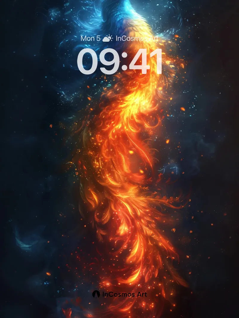 Cosmic Phoenix Wallpaper with Fiery Tail