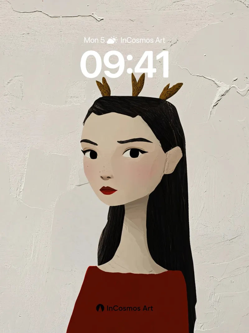 Serene Antler Portrait Wallpaper with Textured Backdrop