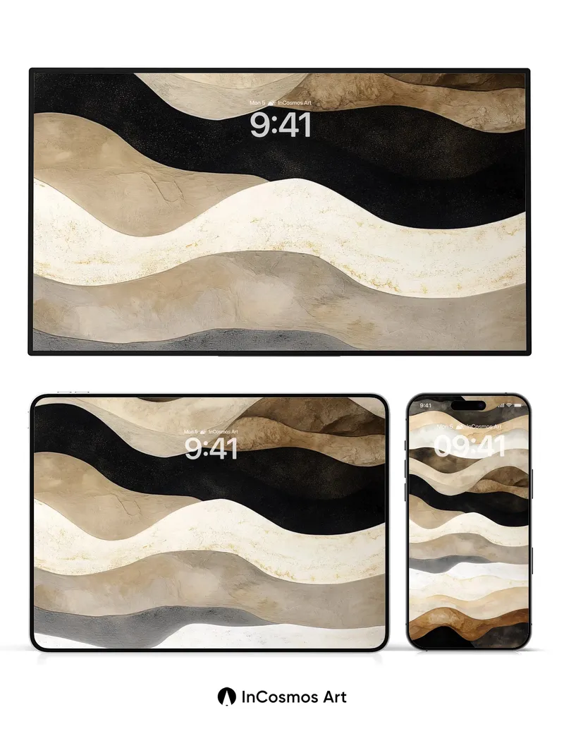 Sedimentary Flow Wallpaper with Earth-Toned Waves