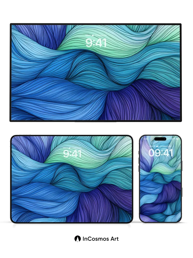 Oceanic Drift Wallpaper with Living Lines